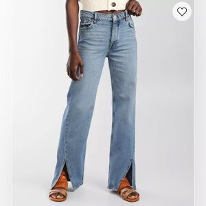 FREE PEOPLE WE THE FREE Long Lines Jeans Split Hem Vintage Light 26